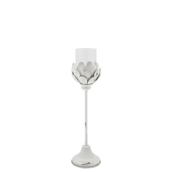 Chic Antique Weißes Vintage Windlicht auf Fuß