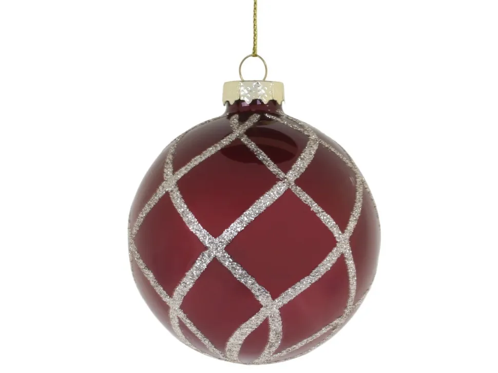 Chic Antique Weihnachtskugel mit Glitzer, rot