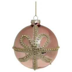 Chic Antique Weihnachtskugel Rosa Glitzerschleife