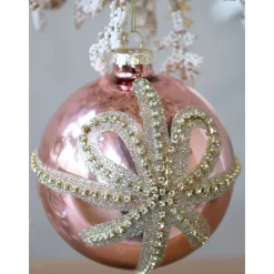Chic Antique Weihnachtskugel Rosa Glitzerschleife