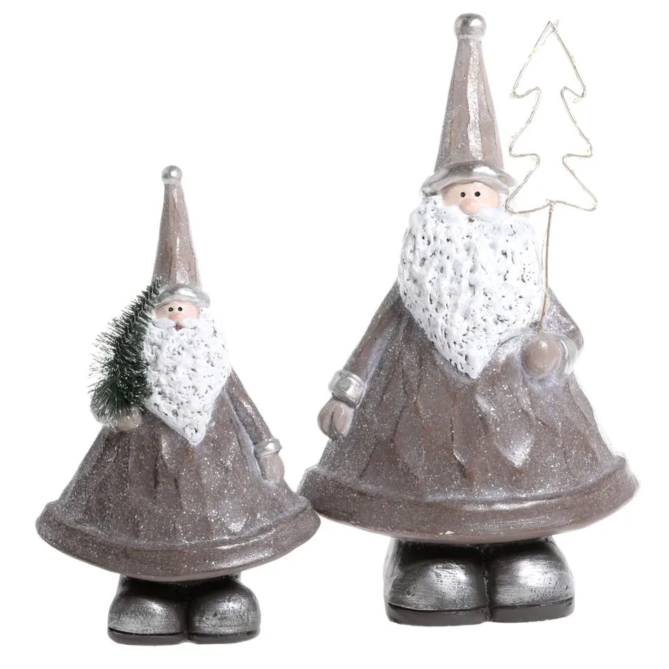 Chic Antique Weihnachtsmann mit LED Baum 2er-Set