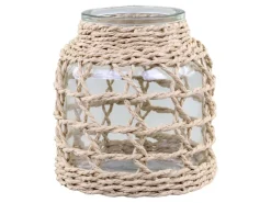 Chic Antique Windlicht mit geflochtenem Schilf
