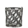 Chic Antique Windlicht mit Henkel und Karomuster