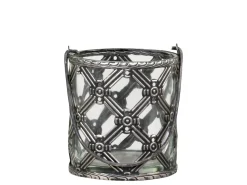 Chic Antique Windlicht mit Henkel und Karomuster