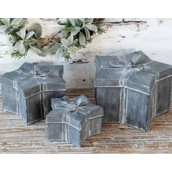 Chic Antique Winterliches Geschenkbox 3er-Set mit Schleife