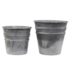 Chic Antique Zink Übertopf mit Perlenkante 2er