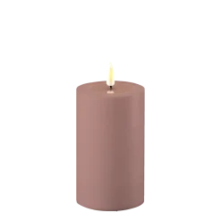 Deluxe Homeart LED Real Flame Outdoor Stumpenkerze staubig rot