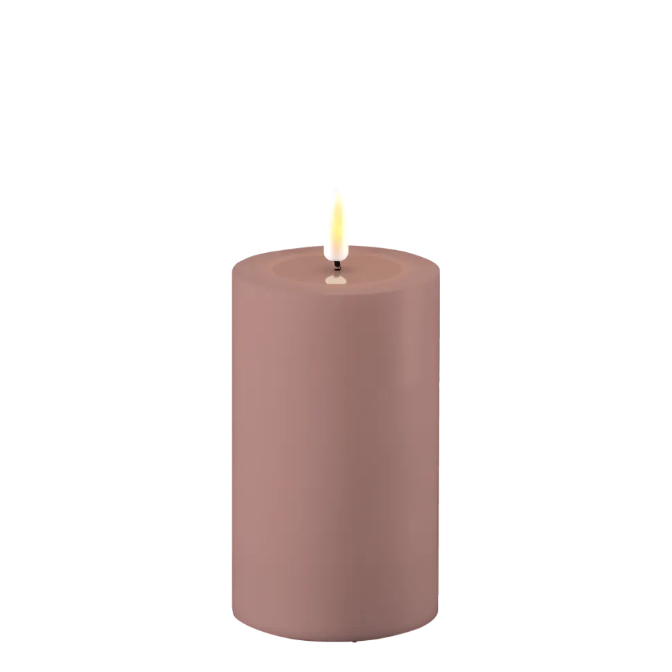 Deluxe Homeart LED Real Flame Outdoor Stumpenkerze staubig rot