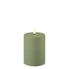 Deluxe Homeart LED Real Flame Outdoor Stumpenkerze staubig grün