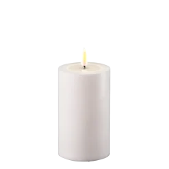 Deluxe Homeart LED Real Flame Outdoor Stumpenkerze weiß
