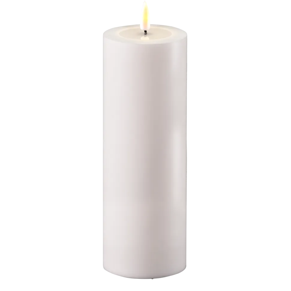 Deluxe Homeart LED Real Flame Outdoor Stumpenkerze weiß