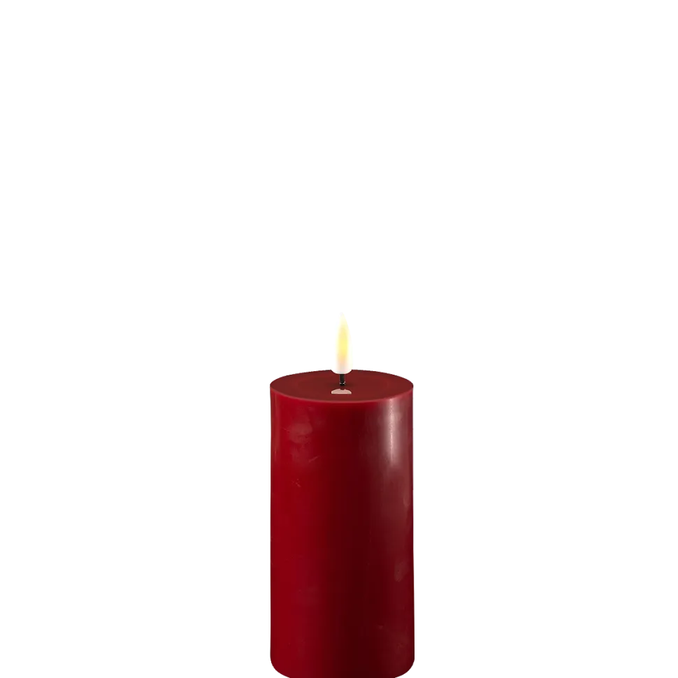 Deluxe Homeart LED Stumpenkerze Real Flame bordeaux