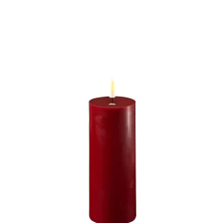 Deluxe Homeart LED Stumpenkerze Real Flame bordeaux