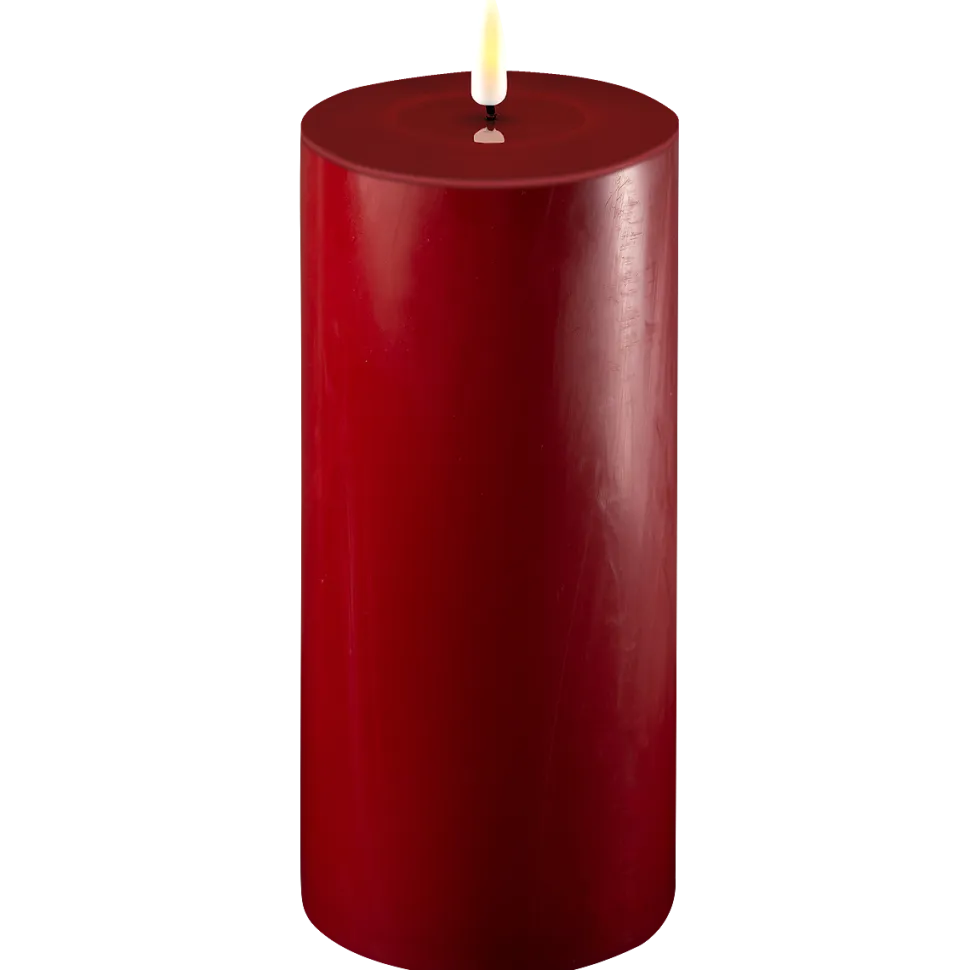 Deluxe Homeart LED Stumpenkerze Real Flame bordeaux
