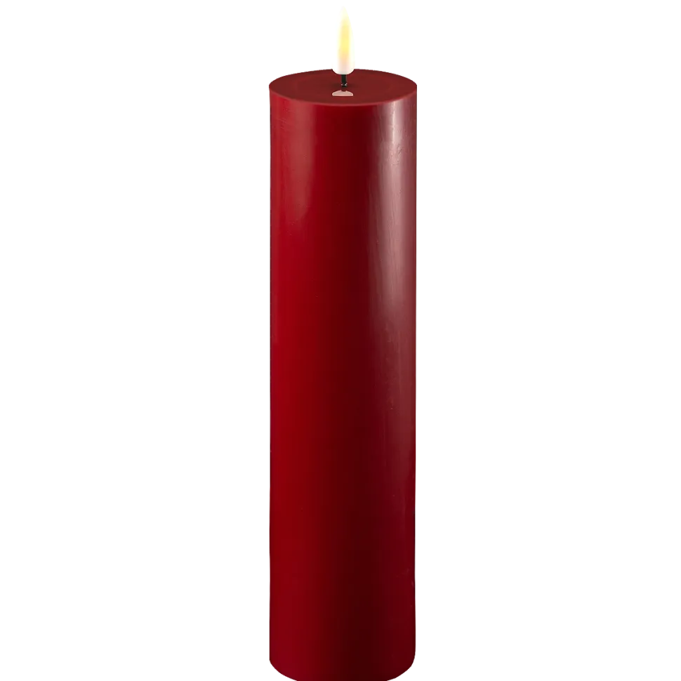 Deluxe Homeart LED Stumpenkerze Real Flame bordeaux