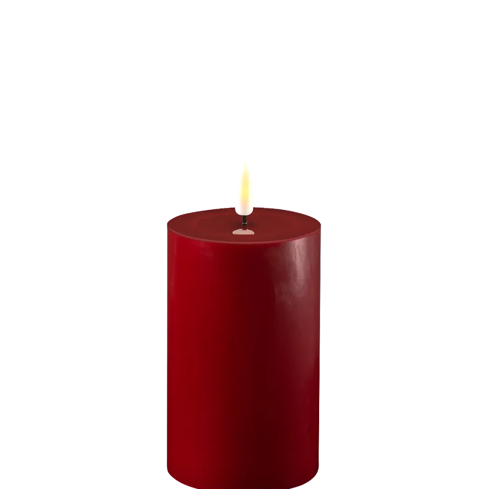 Deluxe Homeart LED Stumpenkerze Real Flame bordeaux