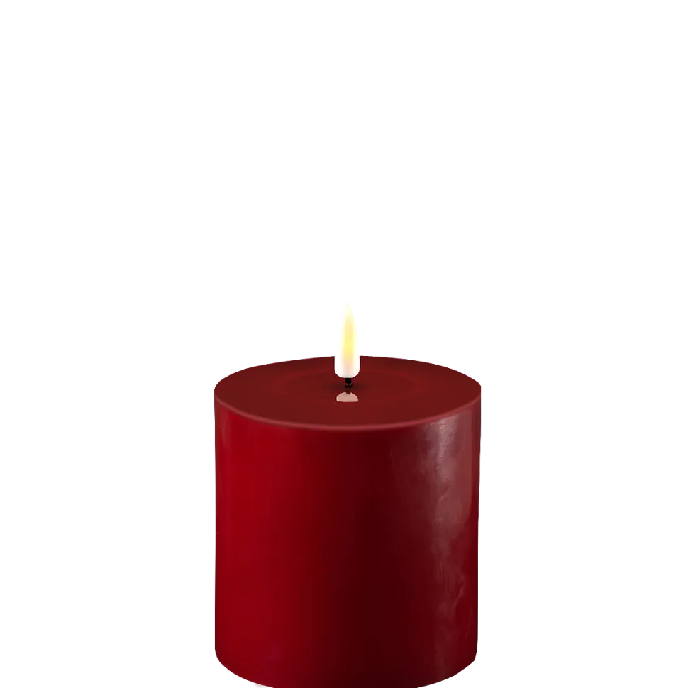 Deluxe Homeart LED Stumpenkerze Real Flame bordeaux