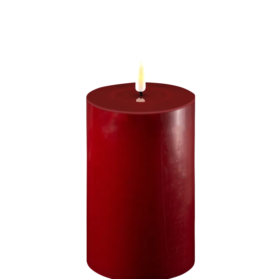Deluxe Homeart LED Stumpenkerze Real Flame bordeaux