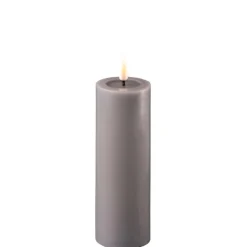 Deluxe Homeart LED Stumpenkerze Real Flame grau