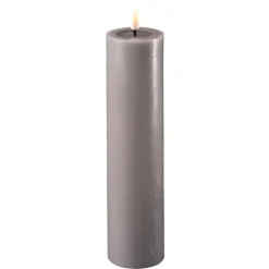 Deluxe Homeart LED Stumpenkerze Real Flame grau