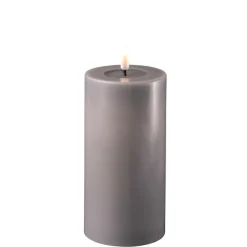 Deluxe Homeart LED Stumpenkerze Real Flame grau