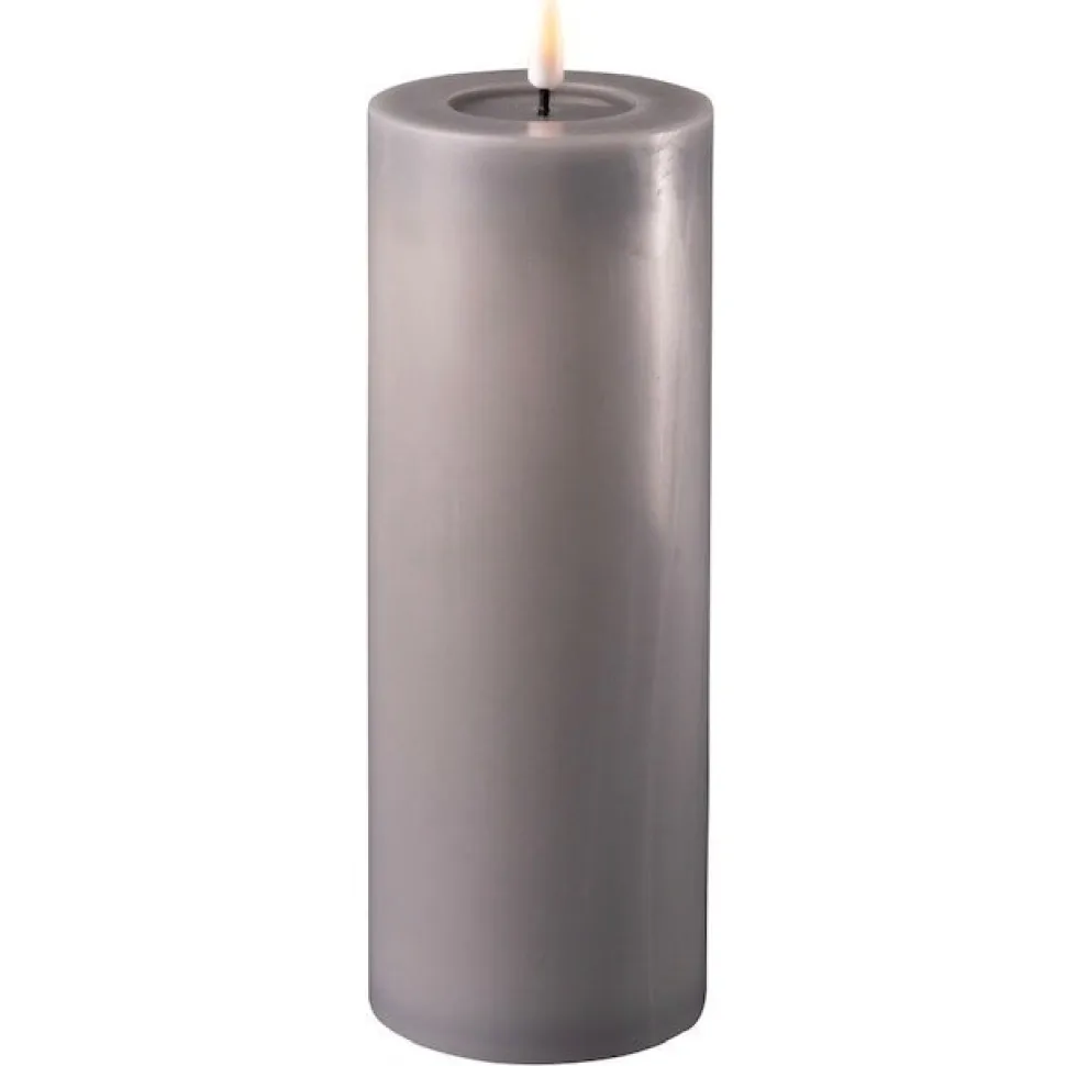 Deluxe Homeart LED Stumpenkerze Real Flame grau
