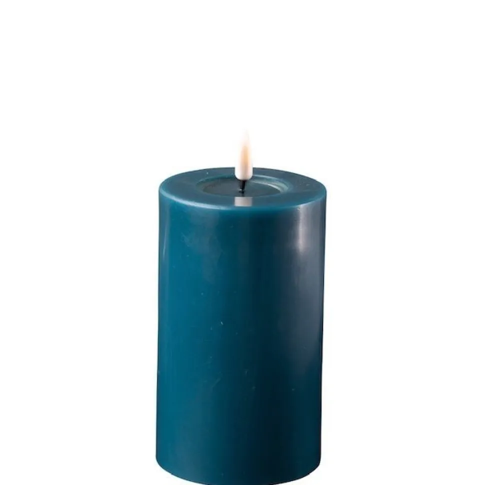 Deluxe Homeart LED Stumpenkerze Real Flame petroleum