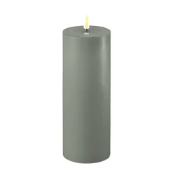 Deluxe Homeart LED Stumpenkerze Real Flame salbei green