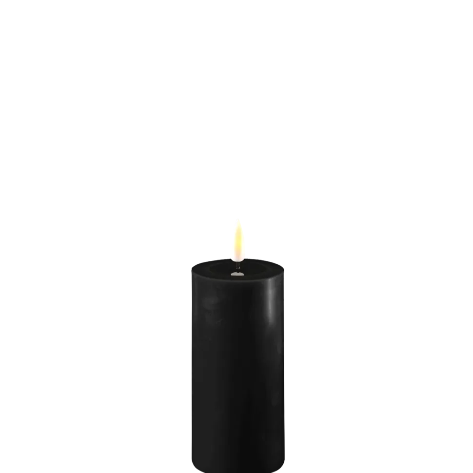 Deluxe Homeart LED Stumpenkerze Real Flame schwarz