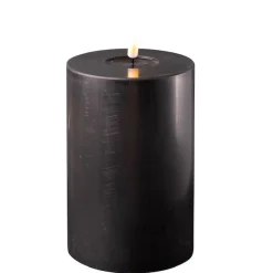 Deluxe Homeart LED Stumpenkerze Real Flame schwarz