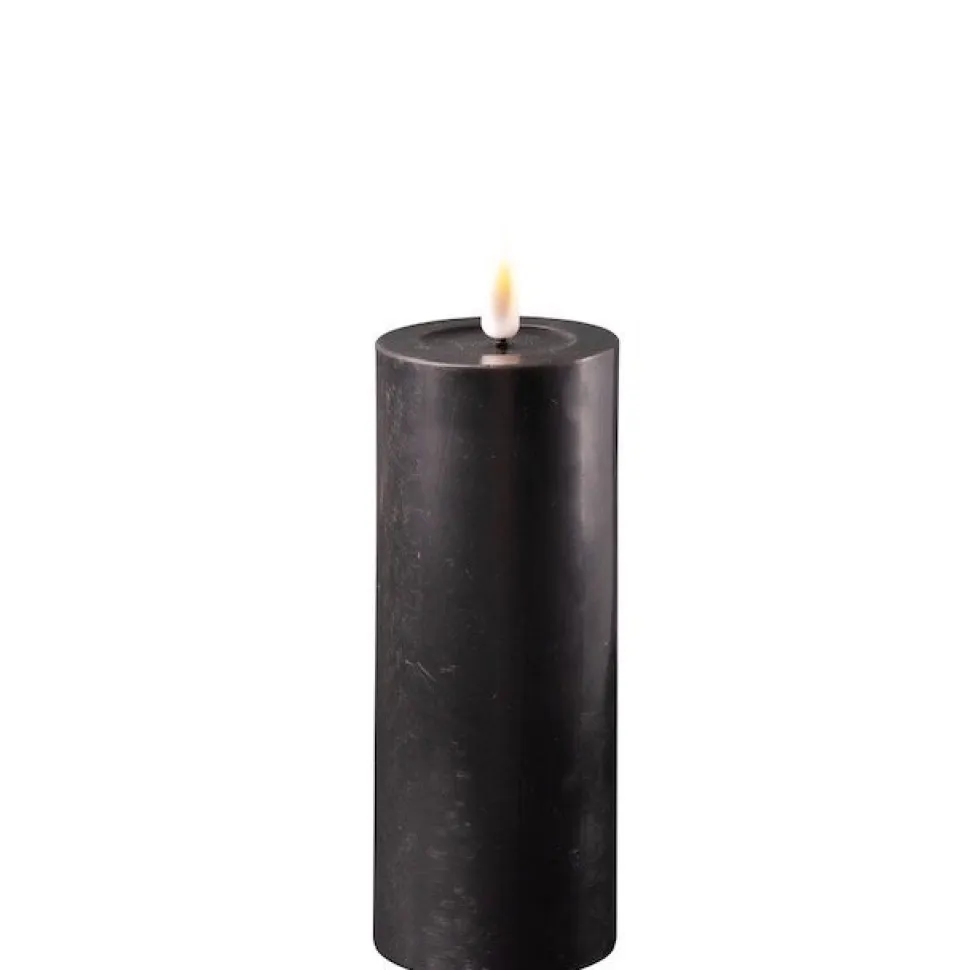 Deluxe Homeart LED Stumpenkerze Real Flame schwarz
