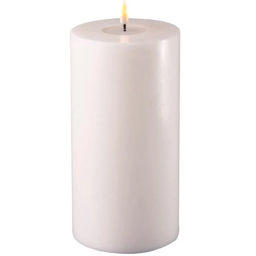 Deluxe Homeart LED Stumpenkerze Real Flame weiß