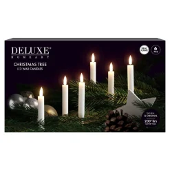 Deluxe Homeart LED Weihnachtsbaumkerzen mit Kerzenwachs beschichtet 6 stk