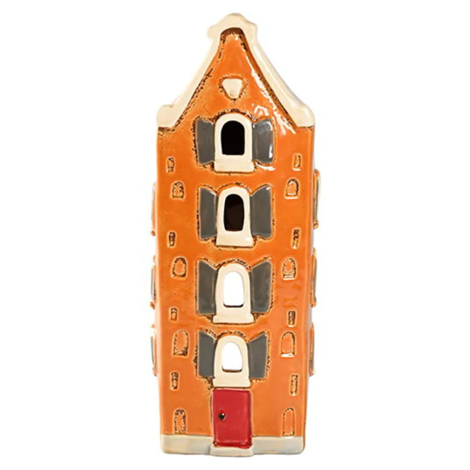 Det Gamle Apotek Lichthaus Keramikhaus altes Stadthaus orange