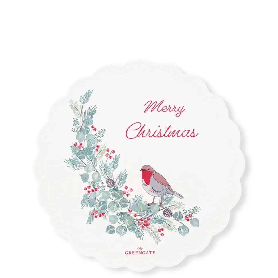 GreenGate Porzellan Untersetzer rund Leonora Merry Christmas