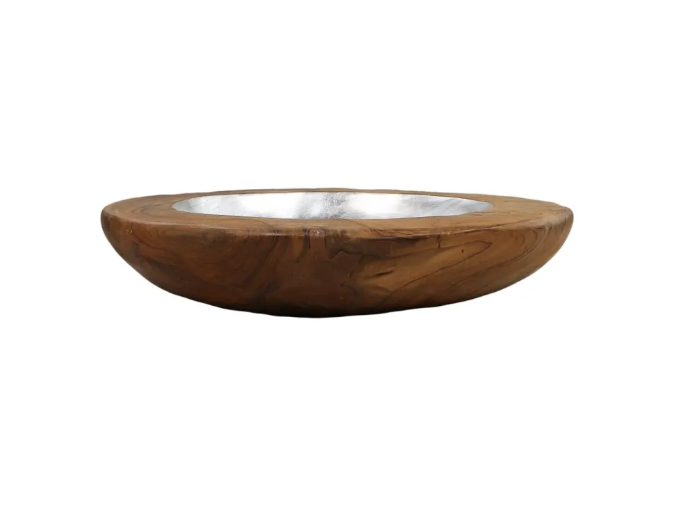 HSM Collection Obstschale Teakholz mit Aluminiumschale silber