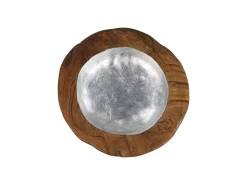 HSM Collection Obstschale Teakholz mit Aluminiumschale silber