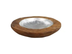 HSM Collection Obstschale Teakholz mit Aluminiumschale silber