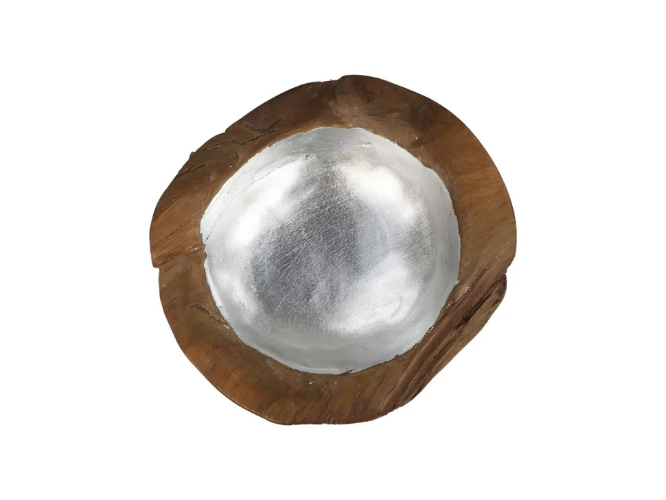 HSM Collection Obstschale Teakholz mit Aluminiumschale silber