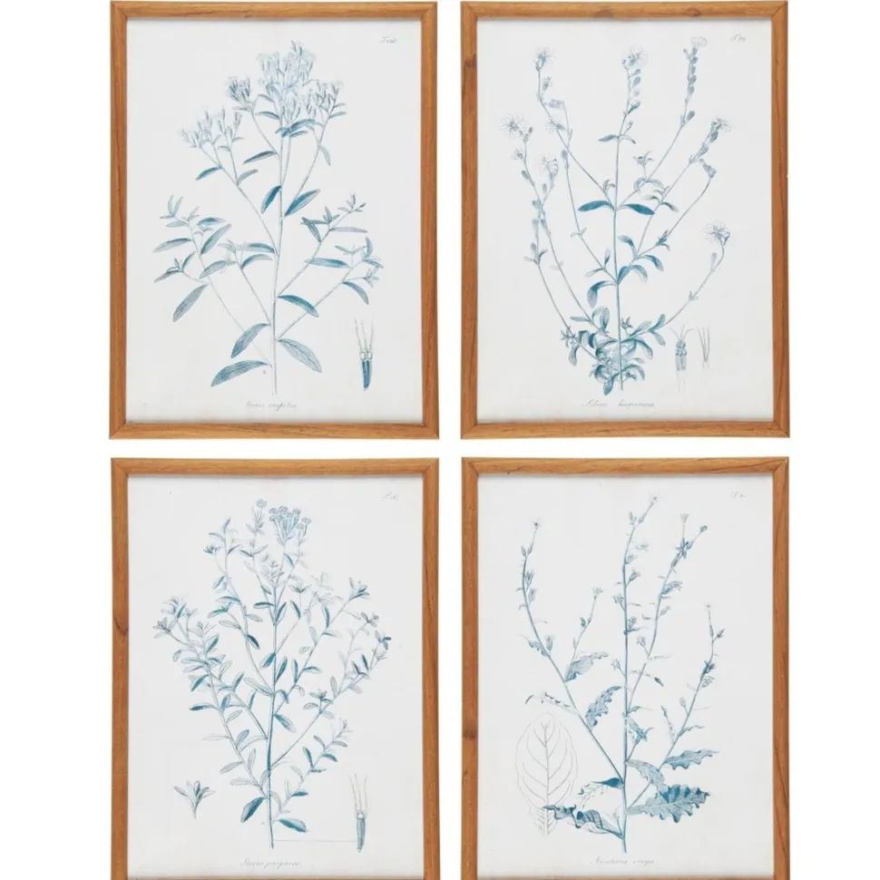 IB Laursen 4er Set Bilder mit Blumenmotiv in Holzrahmen