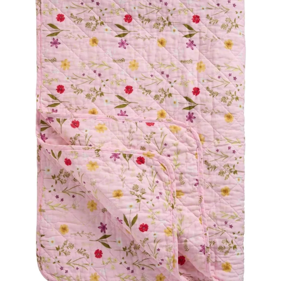 IB Laursen Quilt rosa mit Gartenblumen