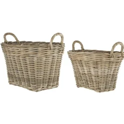 IB Laursen Rattan Korbsatz oval mit Henkeln