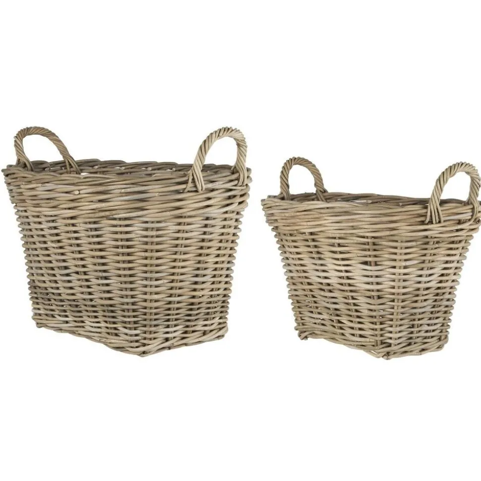 IB Laursen Rattan Korbsatz oval mit Henkeln