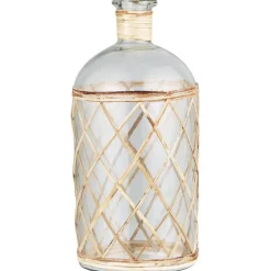 IB Laursen Vase, Flasche Glas mit Rattangeflecht