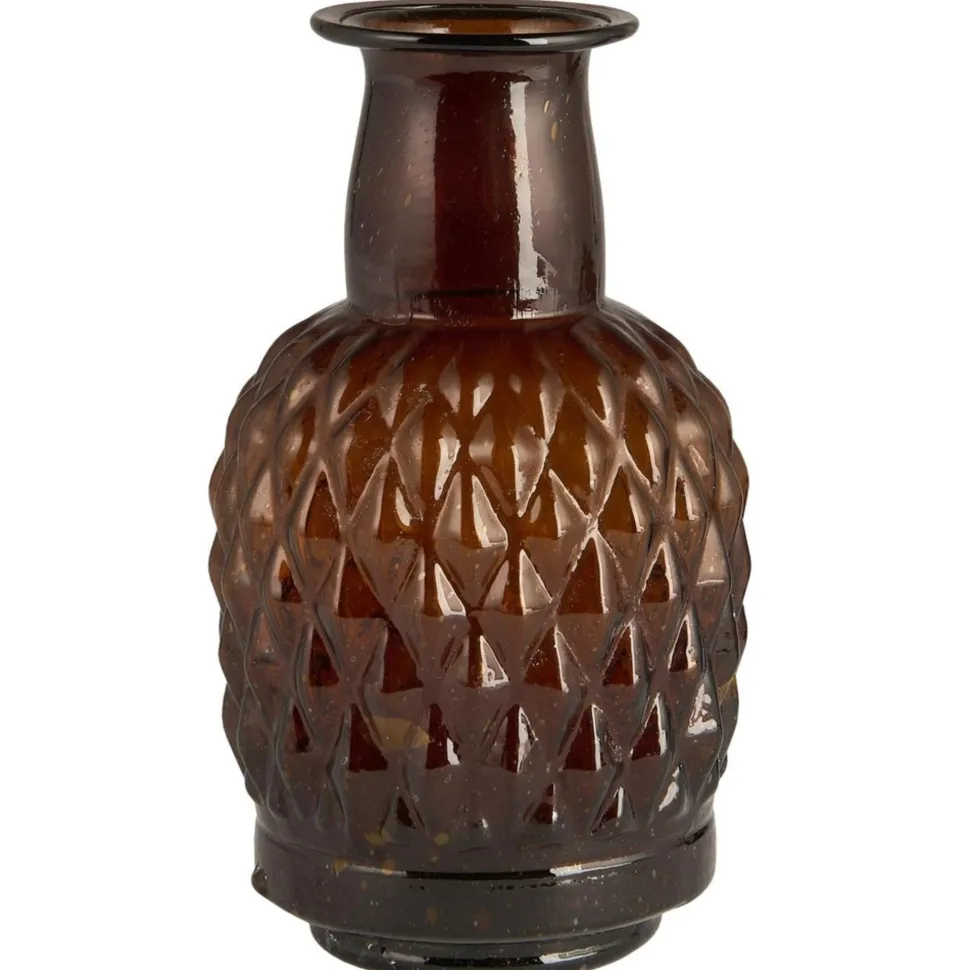 IB Laursen Vase mit langem Hals Karomuster mundgeblasen
