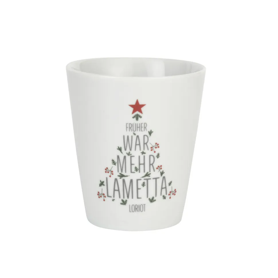 Krasilnikoff Happy Mug Becher Früher war mehr Lametta