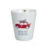 Krasilnikoff Happy Mug, Driving Home for Christmas, Red