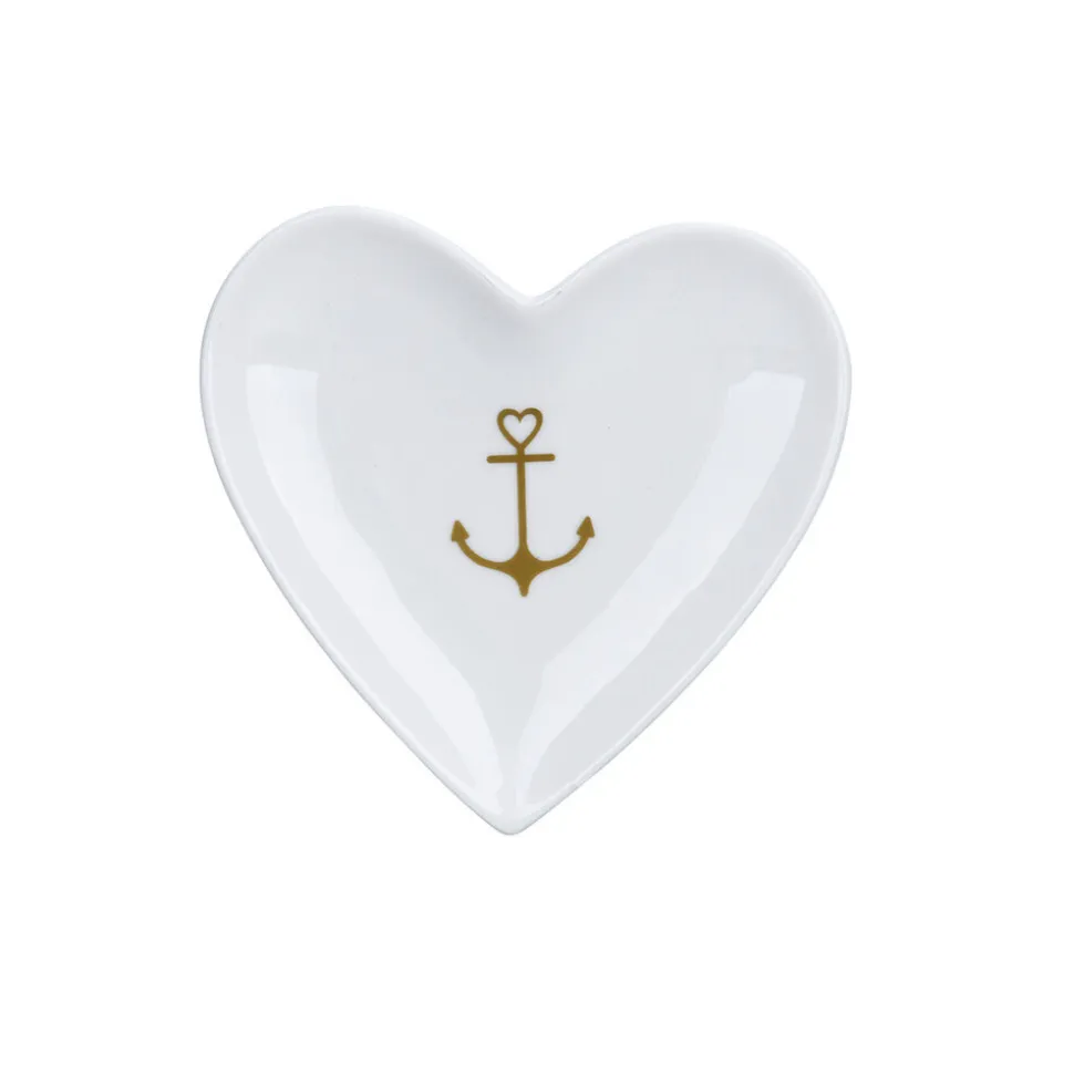 Krasilnikoff Herz Schale, Tablett Gold Anchor
