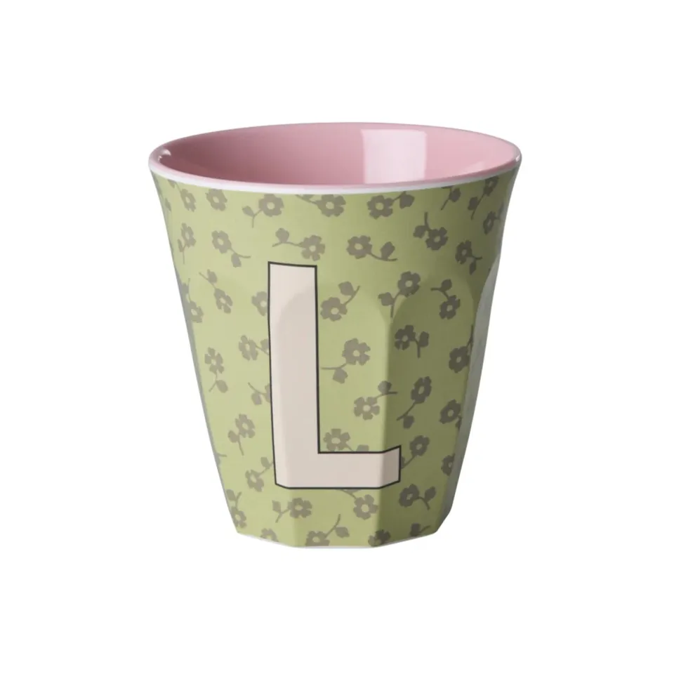 RICE Buchstaben-Becher mit Blumen Medium