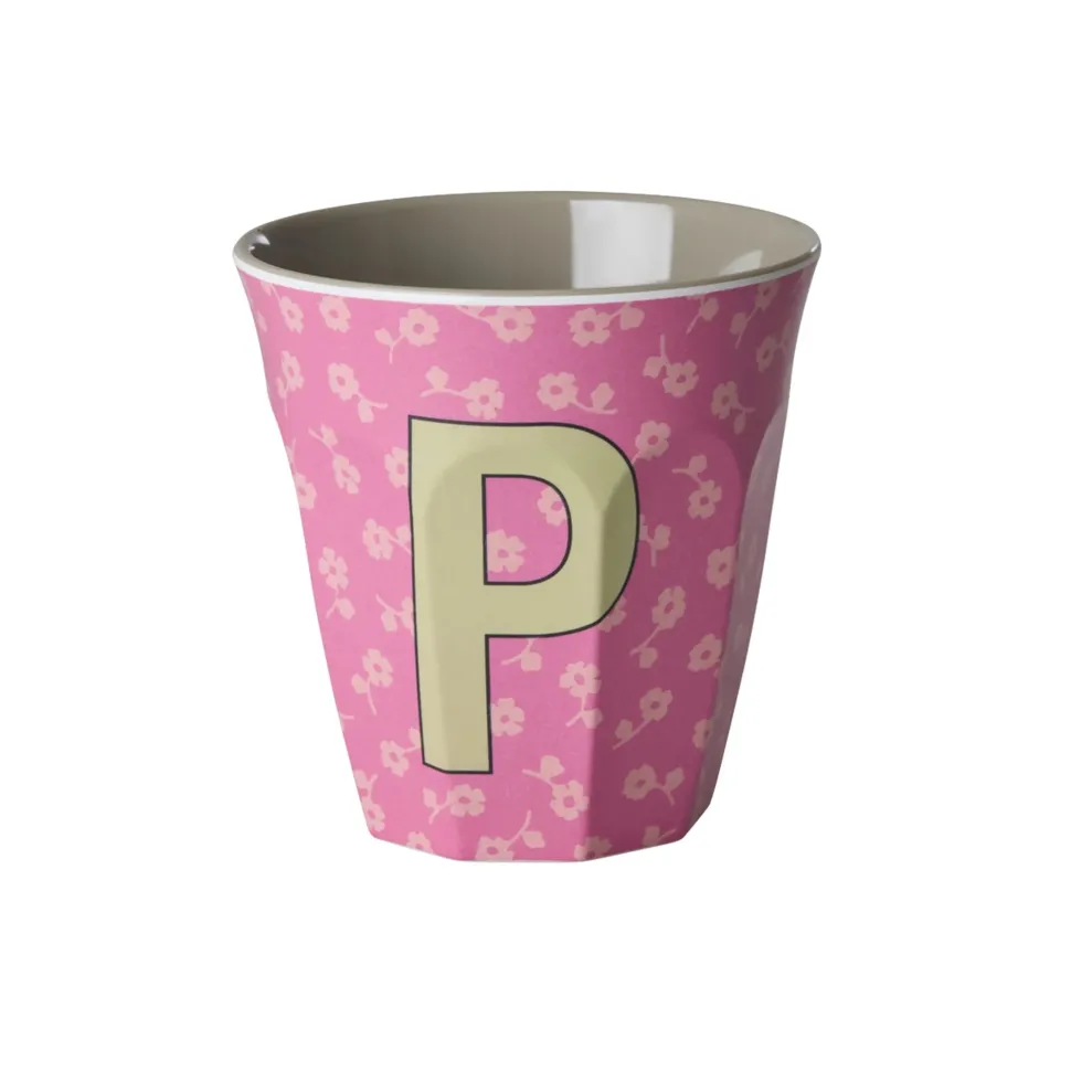 RICE Buchstaben-Becher mit Blumen Medium